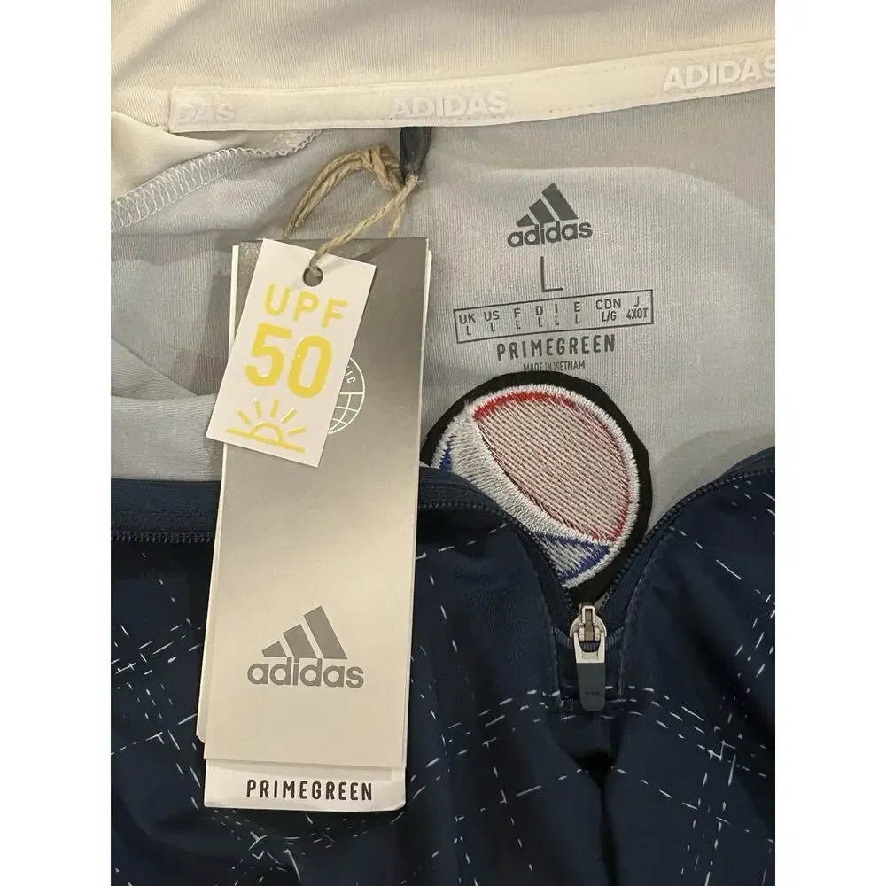 NWT Adidas PrimeGreen 1/4 Zip Navy Sweater Men's size L UPF 50